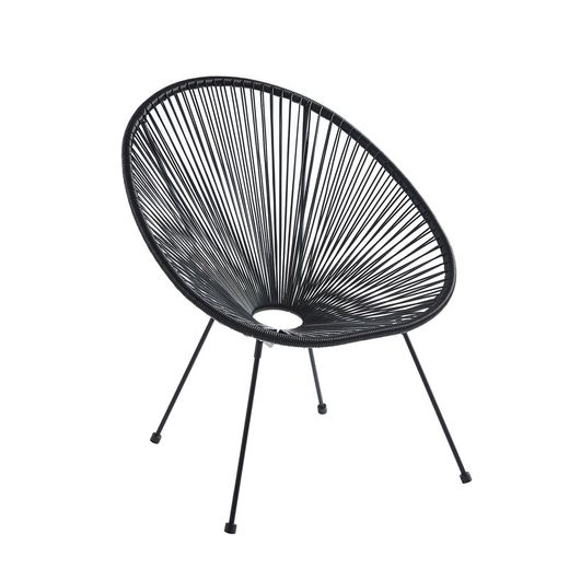 Ensemble table et fauteuil de terrasse en polyéthylène et métal noir | Acapulco