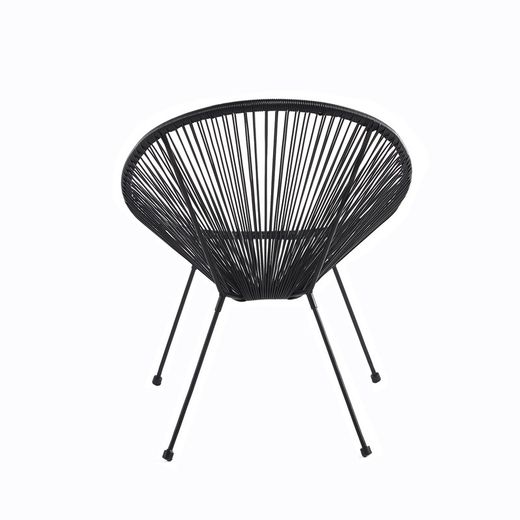 Ensemble table et fauteuil de terrasse en polyéthylène et métal noir | Acapulco