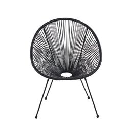 Ensemble table et fauteuil de terrasse en polyéthylène et métal noir | Acapulco