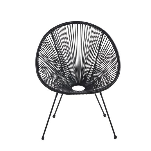 Ensemble table et fauteuil de terrasse en polyéthylène et métal noir | Acapulco