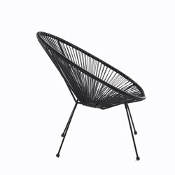 Ensemble table et fauteuil de terrasse en polyéthylène et métal noir | Acapulco