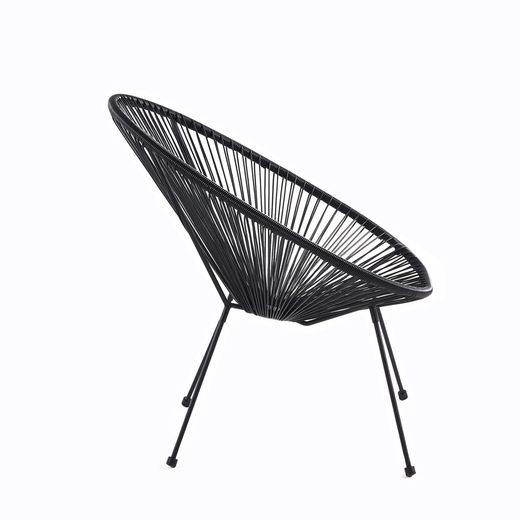 Ensemble table et fauteuil de terrasse en polyéthylène et métal noir | Acapulco