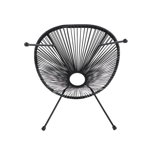 Ensemble table et fauteuil de terrasse en polyéthylène et métal noir | Acapulco
