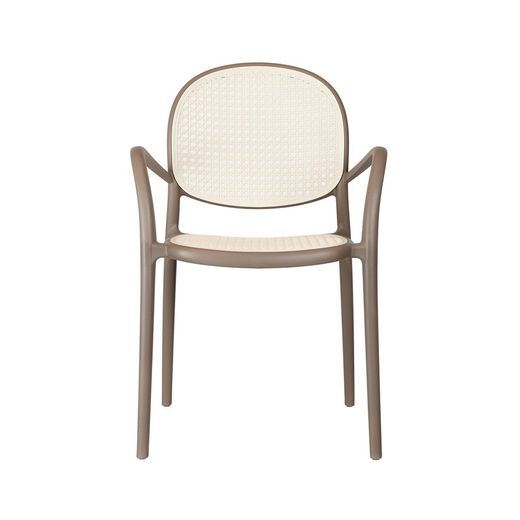 Taupe polypropylene armchair, 48 x 56 x 85 cm | Farmhouse