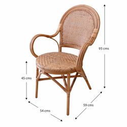 Rattan armchair in natural, 54 x 59 x 93 cm | Parma