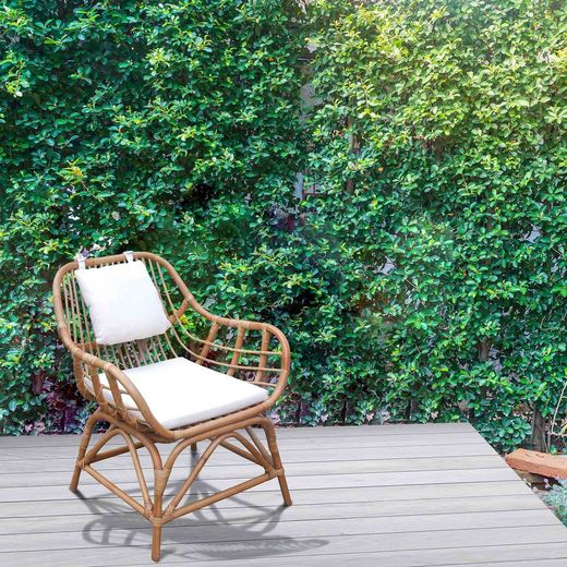 Rattan armchair in natural and white, 65 x 68 x 84 cm | Parma