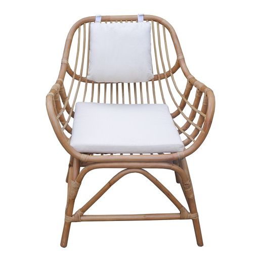 Rattan armchair in natural and white, 65 x 68 x 84 cm | Parma