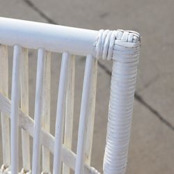 Fauteuil en rotin naturel 61x94x85 cm Blanc sans accoudoirs