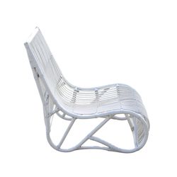 Fauteuil en rotin naturel 61x94x85 cm Blanc sans accoudoirs