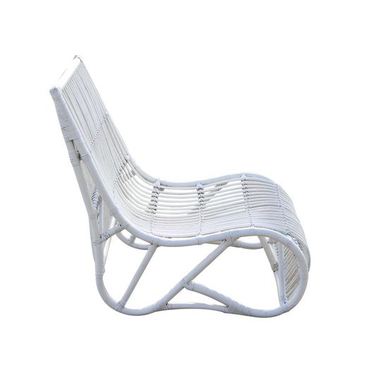 Fauteuil en rotin naturel 61x94x85 cm Blanc sans accoudoirs