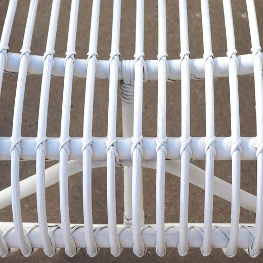 Fauteuil en rotin naturel 61x94x85 cm Blanc sans accoudoirs