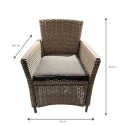 Synthetic Rattan and Steel Armchair 65x68.5x93.5 cm With Anthracite Cushion