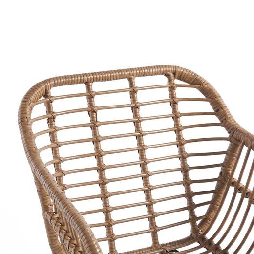 Syntetisk lænestol i rattan og metal i natur og sort, 56 x 61 x 82 cm | Bombay