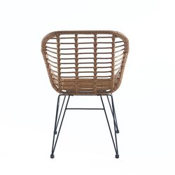 Syntetisk lænestol i rattan og metal i natur og sort, 56 x 61 x 82 cm | Bombay