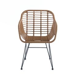 Syntetisk lænestol i rattan og metal i natur og sort, 56 x 61 x 82 cm | Bombay