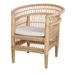 Fotel z rattanu i drewna w kolorze naturalnym, 77 x 70 x 85 cm | malawijski