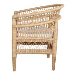 Fotel z rattanu i drewna w kolorze naturalnym, 77 x 70 x 85 cm | malawijski