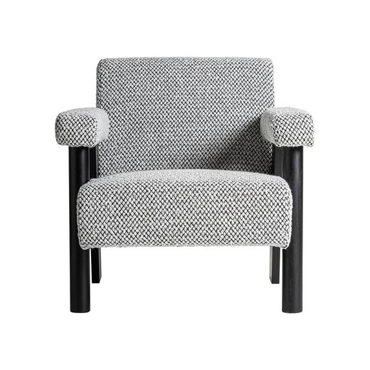 Bouclé fabric armchair in grey, 77 x 80 x 77 cm | Liester