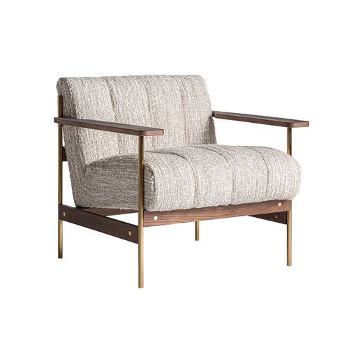Sillón de tejido de poliéster en beige, 77 x 78 x 74 cm | Habouey