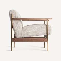 Sillón de tejido de poliéster en beige, 77 x 78 x 74 cm | Habouey