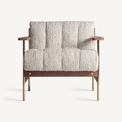 Sillón de tejido de poliéster en beige, 77 x 78 x 74 cm | Habouey