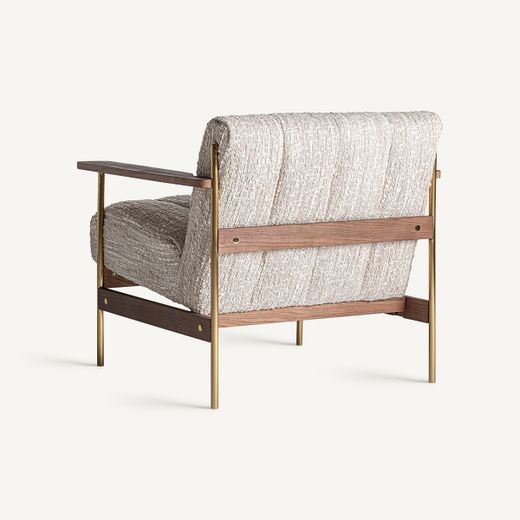 Sillón de tejido de poliéster en beige, 77 x 78 x 74 cm | Habouey