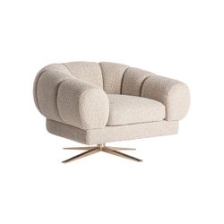 Sillón de tejido de poliéster en blanco, 95 x 84 x 64 cm | Elise