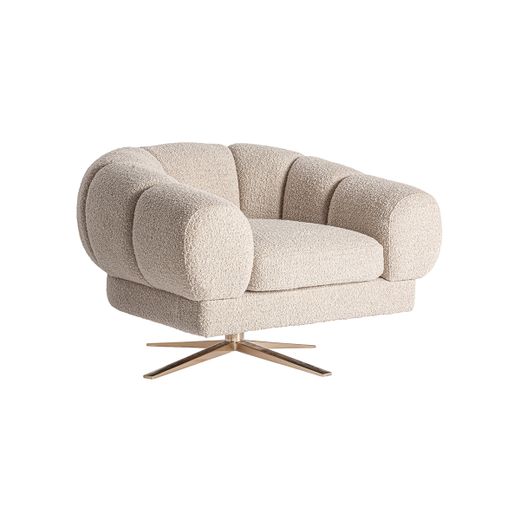 Sillón de tejido de poliéster en blanco, 95 x 84 x 64 cm | Elise