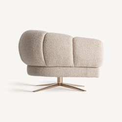 Sillón de tejido de poliéster en blanco, 95 x 84 x 64 cm | Elise