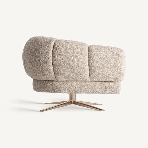 Sillón de tejido de poliéster en blanco, 95 x 84 x 64 cm | Elise