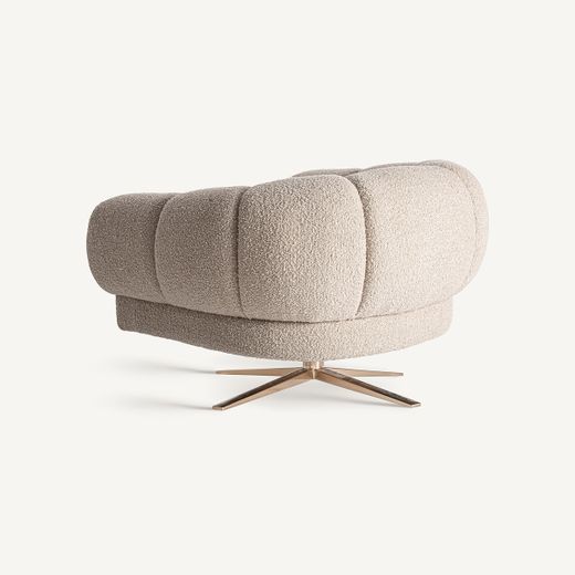 Sillón de tejido de poliéster en blanco, 95 x 84 x 64 cm | Elise