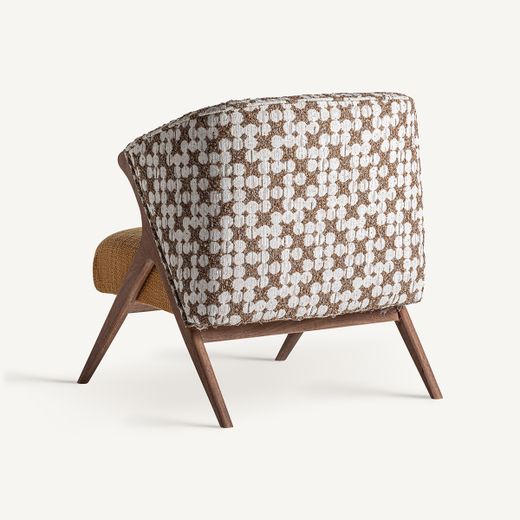 Fauteuil van polyesterstof in okerkleur, 73 x 83 x 80 cm | Kalesha