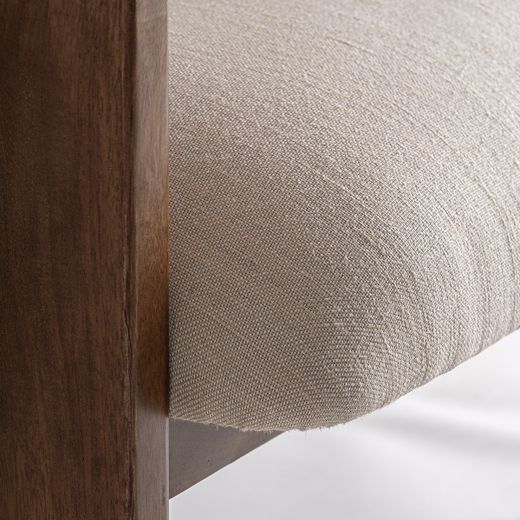 Sillón de tejido de poliéster y madera de mango en beige, 79 x 78 x 82 cm | Racoud