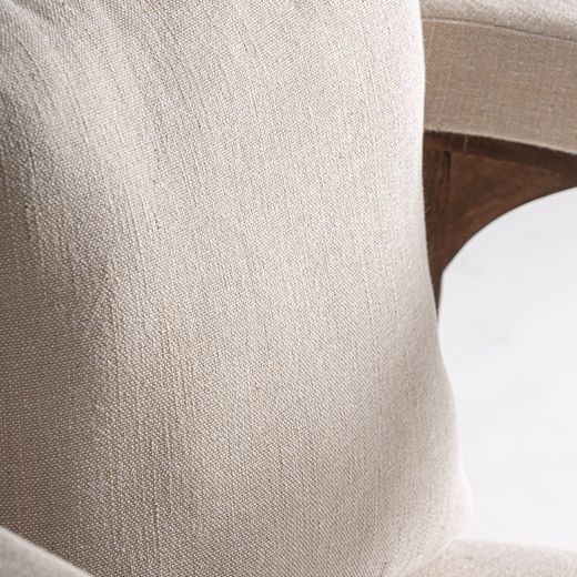 Sillón de tejido de poliéster y madera de mango en beige, 79 x 78 x 82 cm | Racoud