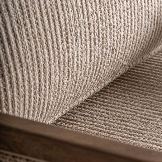 Sillón de tejido de poliéster y madera de mango en marrón, 68 x 77 x 88 cm | Romarand