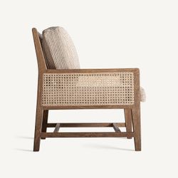Sillón de tejido de poliéster y madera de mango en marrón, 68 x 77 x 88 cm | Romarand