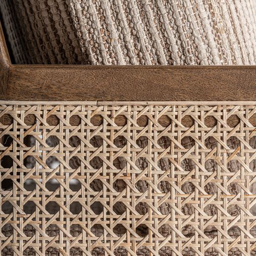 Sillón de tejido de poliéster y madera de mango en marrón, 68 x 77 x 88 cm | Romarand