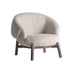 Lænestol i polyesterstof og elmetræ i beige, 98 x 93 x 84 cm | Jacquard