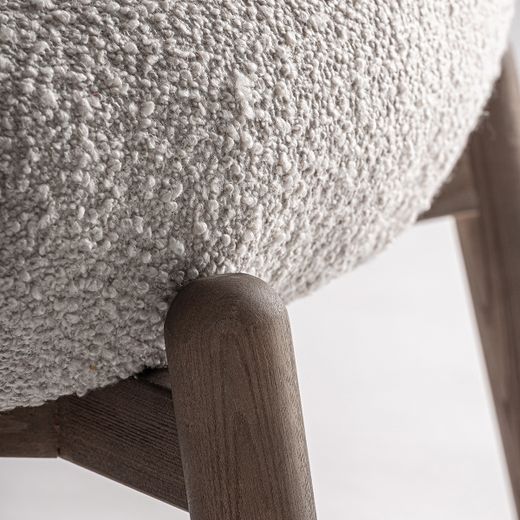 Lænestol i polyesterstof og elmetræ i beige, 98 x 93 x 84 cm | Jacquard