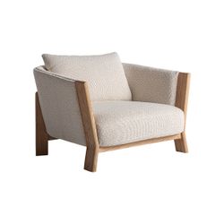 Sillón de tejido de poliéster y madera de roble en marrón, 92 x 100 x 82 cm | Nara