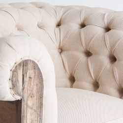 Sillón de tejido de poliéster y madera tropical en beige, 114 x 90 x 80 cm | Gore