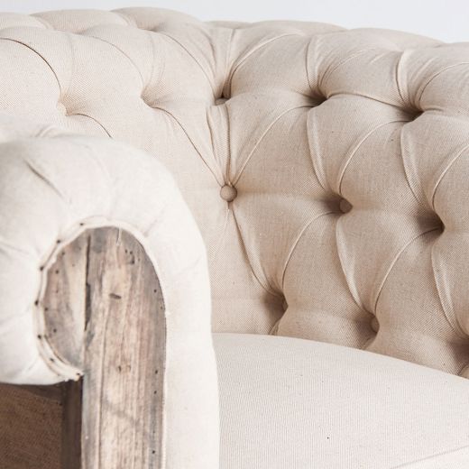Sillón de tejido de poliéster y madera tropical en beige, 114 x 90 x 80 cm | Gore