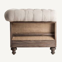 Sillón de tejido de poliéster y madera tropical en beige, 114 x 90 x 80 cm | Gore