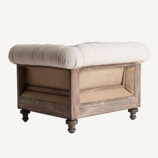 Sillón de tejido de poliéster y madera tropical en beige, 114 x 90 x 80 cm | Gore