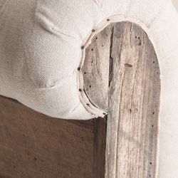 Sillón de tejido de poliéster y madera tropical en beige, 114 x 90 x 80 cm | Gore