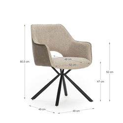 Poltrona de tecido bege, 60 x 62 x 80,5 cm | Mariel
