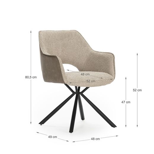 Poltrona in tessuto beige, 60 x 62 x 80,5 cm | Maria