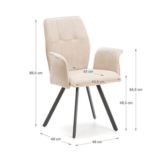 Beige stoffen fauteuil, 62 x 60 x 89 cm | Maria