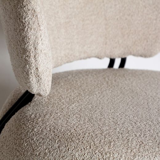 Off-white fabric armchair, 75 x 75 x 76 cm | Valence