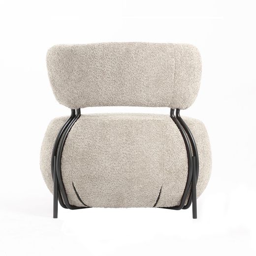 Off-white fabric armchair, 75 x 75 x 76 cm | Valence